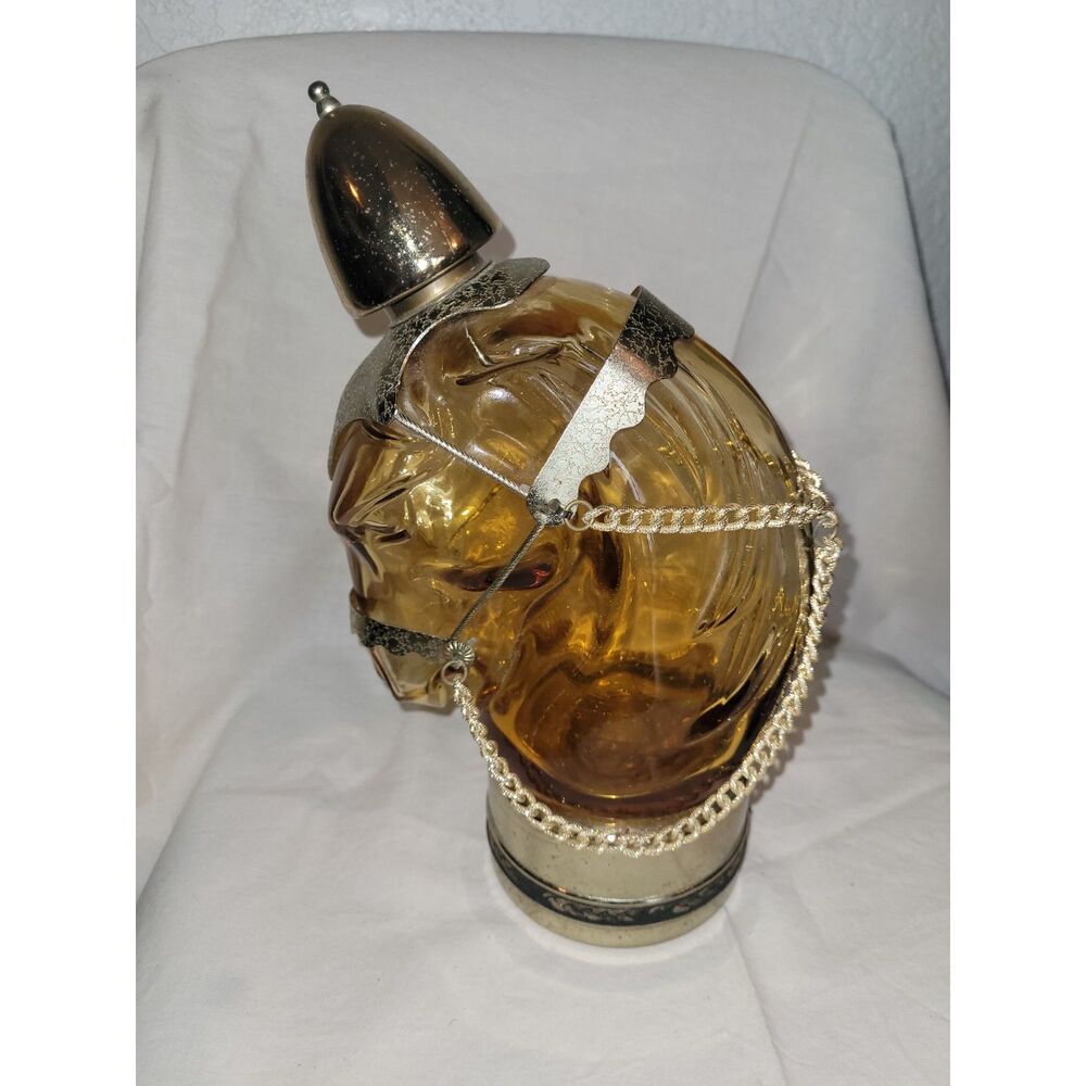 Vintage USCC Japan Musical Horse Head Decanter - Amber Glass - "How Dry I Am"